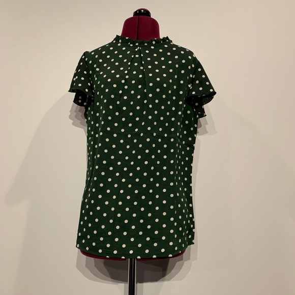 Dark Green Polka Dot Shirt - Picture 1 of 3